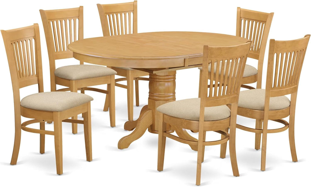 East West Furniture Oak Oval Dining Set 7 Piece
