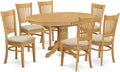 East West Furniture Oak Oval Dining Set 7 Piece