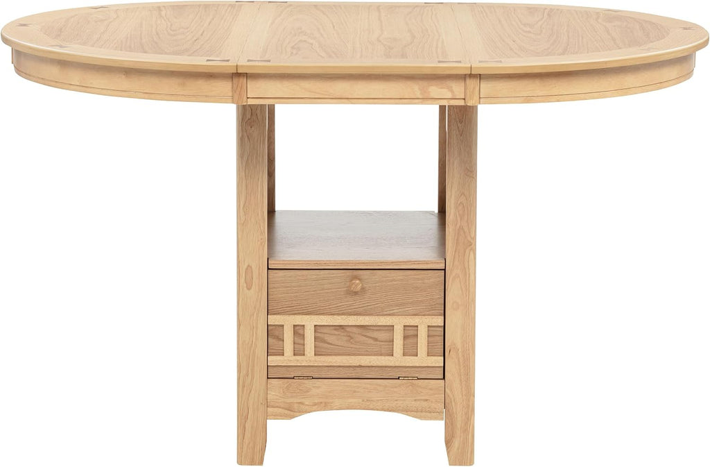Oak Extendable Counter Height 5 Piece Dining Set