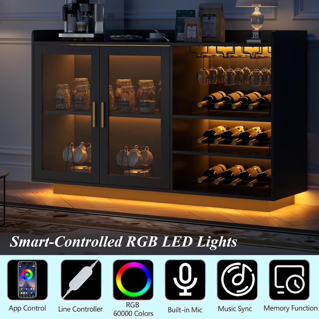 Loomie Black LED Wine Bar Cabinet
