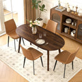Walnut Oval 5 Piece PU Dining Set