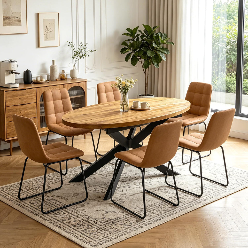 Walnut Extendable Oval 7 Piece Dining Set