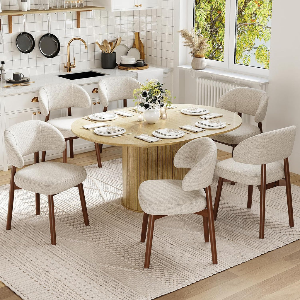 Natural Beige Fluted Extendable Storage Dining Set