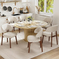 Natural Beige Fluted Extendable Storage Dining Set