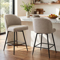 Reddish Sand Linen Swivel Bar Stools Set