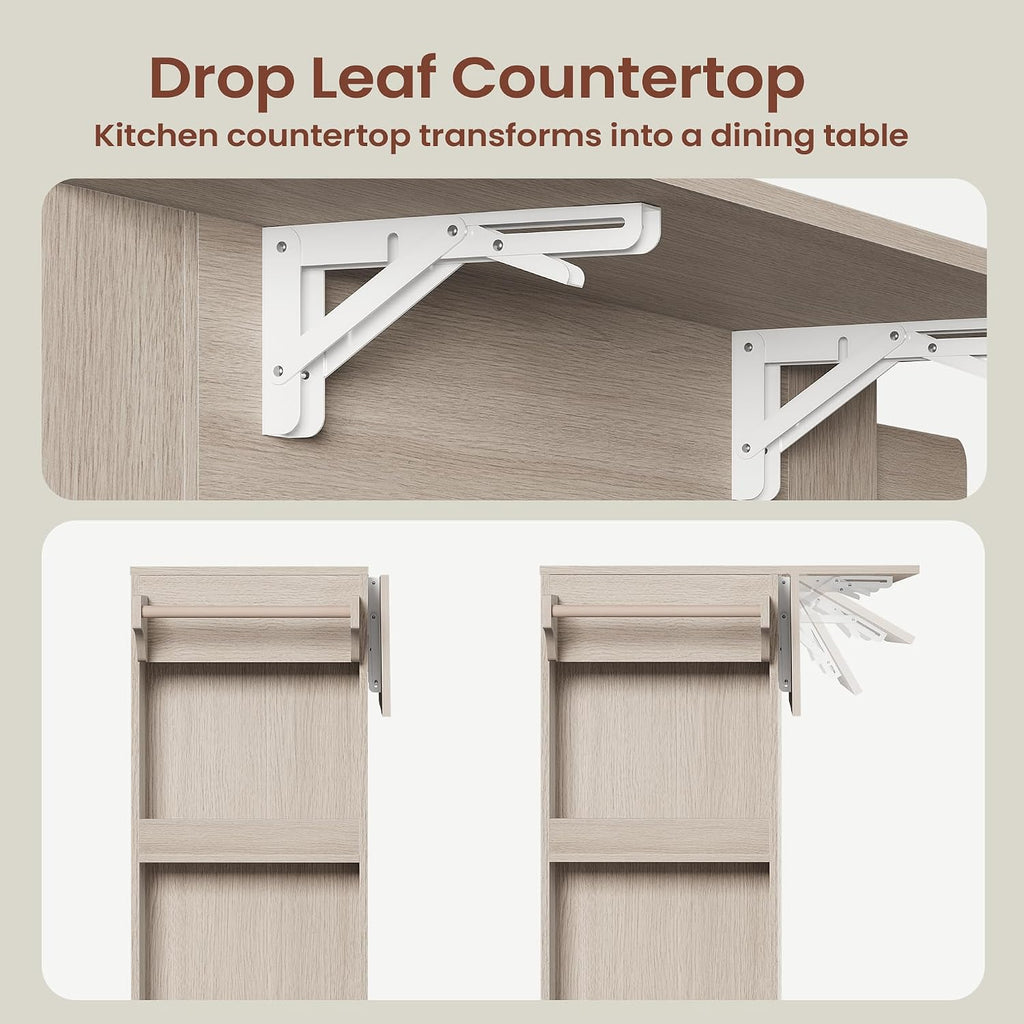 White Oak Rolling Kitchen Island Cart