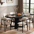 Black Extendable Oval 7 Piece Fabric Dining Set