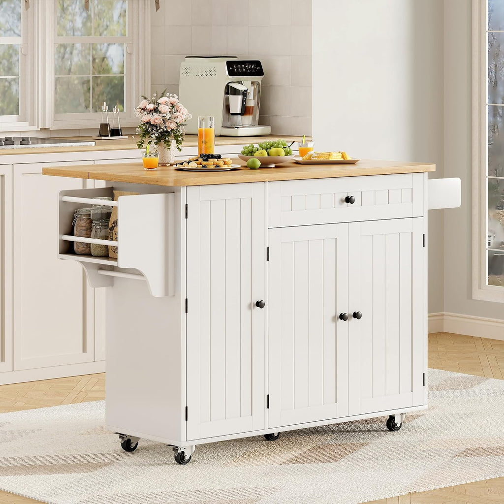 White Rolling Kitchen Island Cart