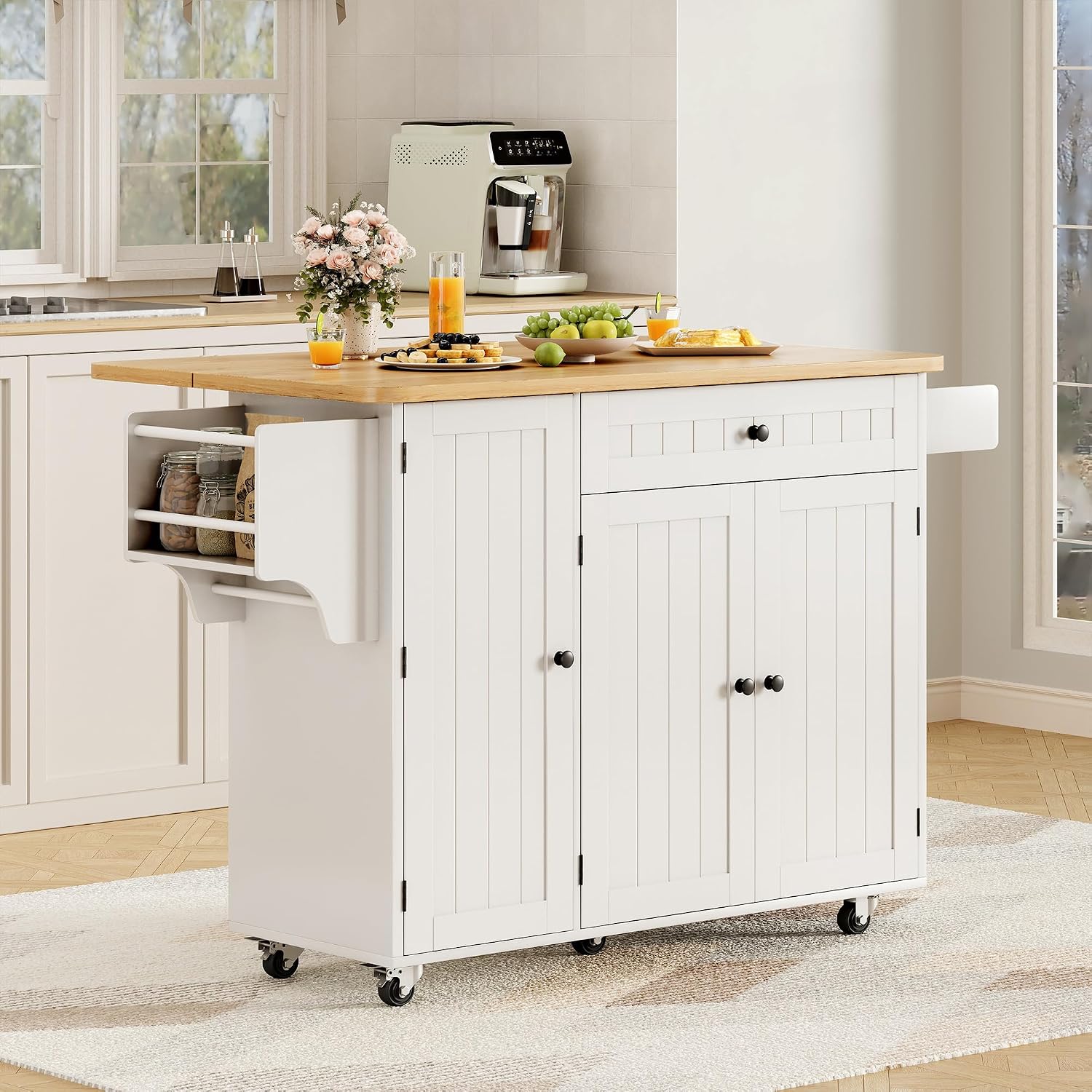 White Rolling Kitchen Island Cart