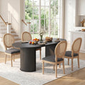 5 Piece Farmhouse Rattan Oval Dining Set