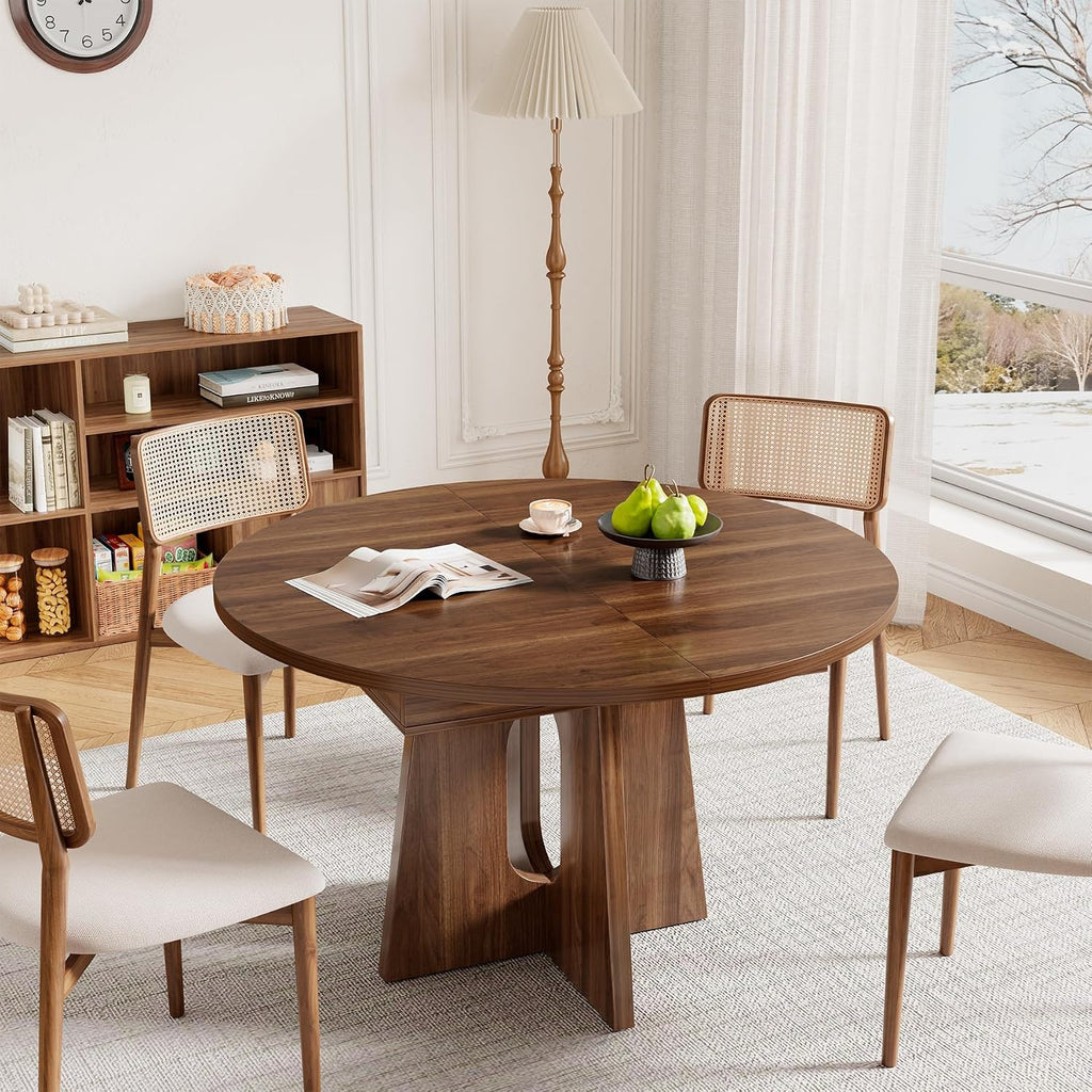 Dark Walnut Extendable Pedestal Dining Table