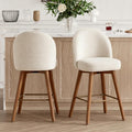 Cream Wood Swivel Bar Stools Set
