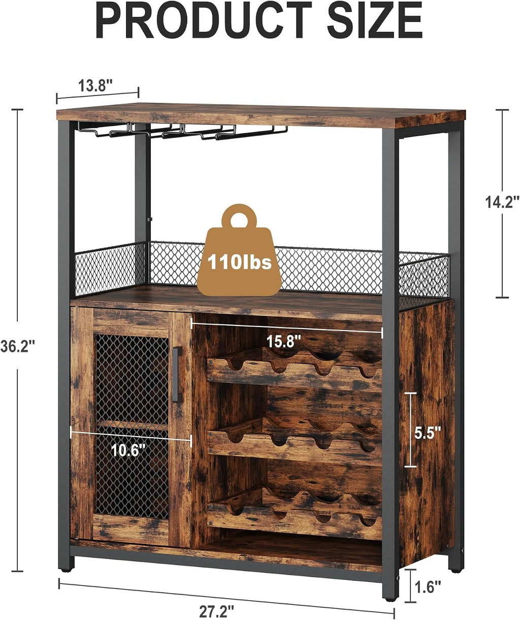 Brown LED Wine Bar Cabinet