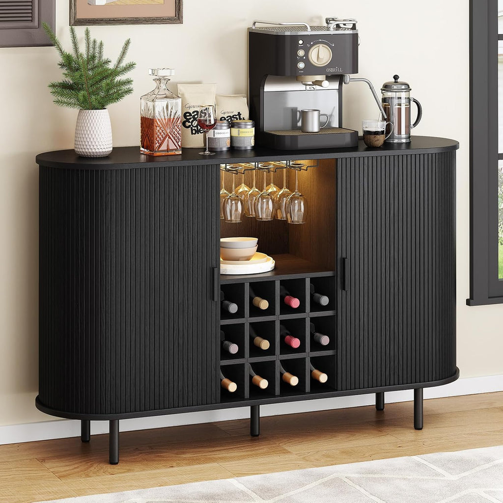 Black LED Wine Bar Cabinet