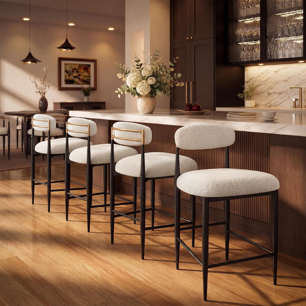 Morden Fort Boucle Black Metal Bar Stools Set