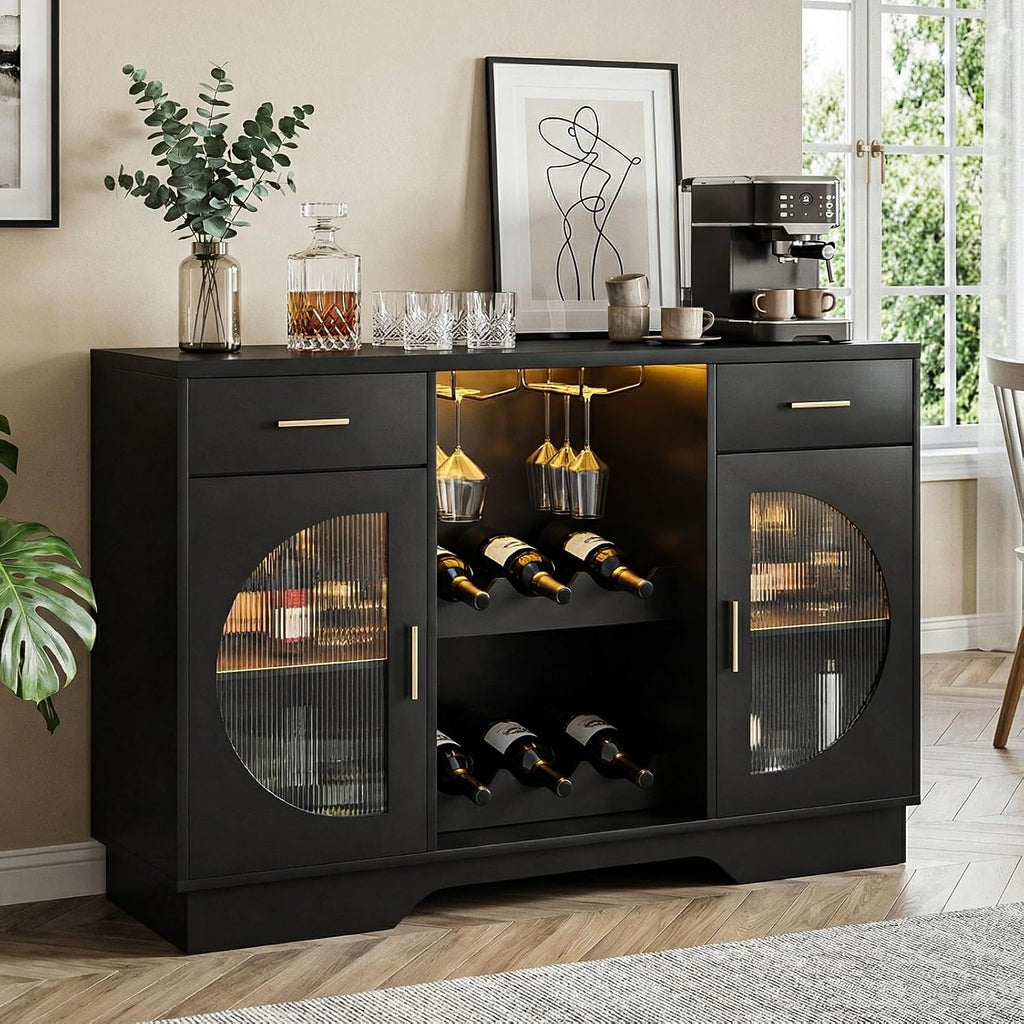 Black LED Wine Bar Cabinet
