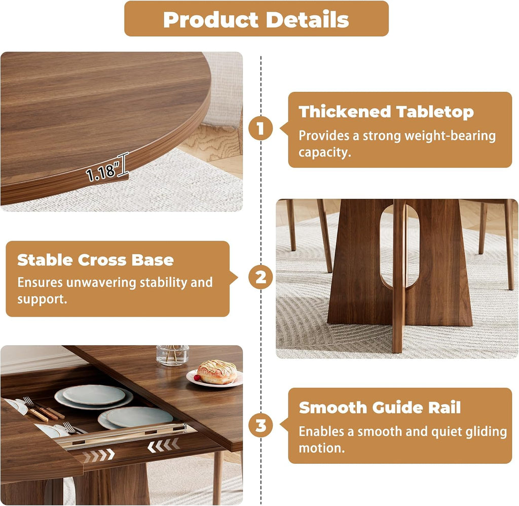 Dark Walnut Extendable Pedestal Dining Table