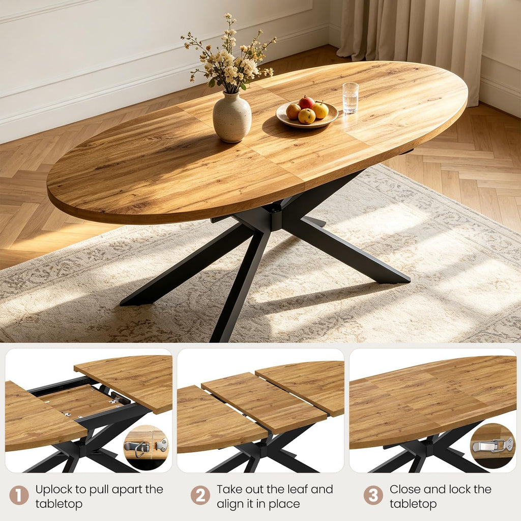 Walnut Extendable Oval 7 Piece Dining Set