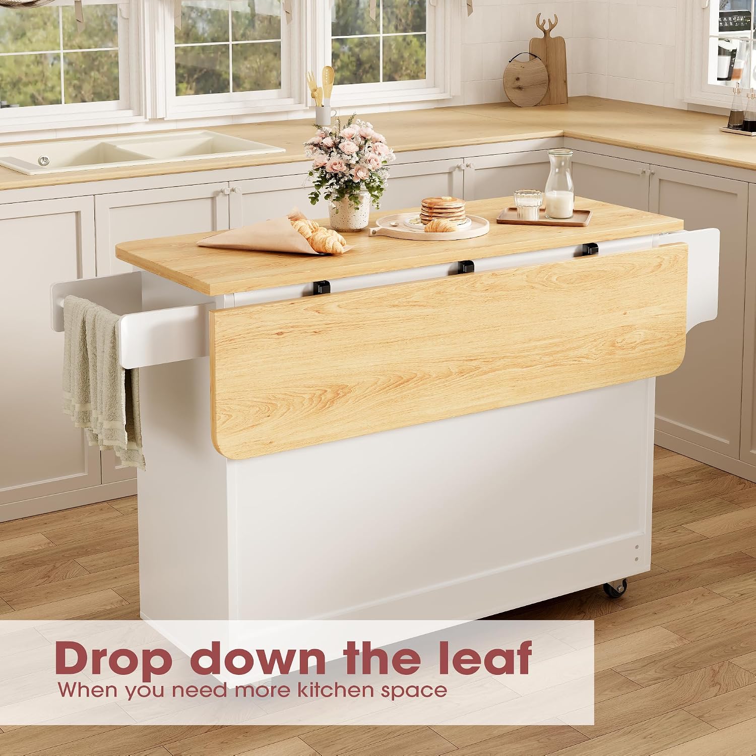 White Rolling Kitchen Island Cart