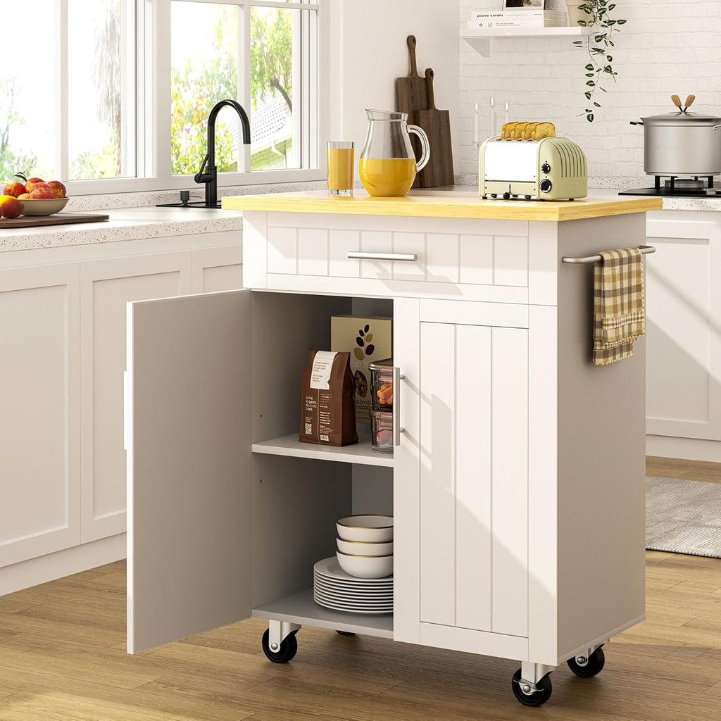 White Rolling Kitchen Island Cart