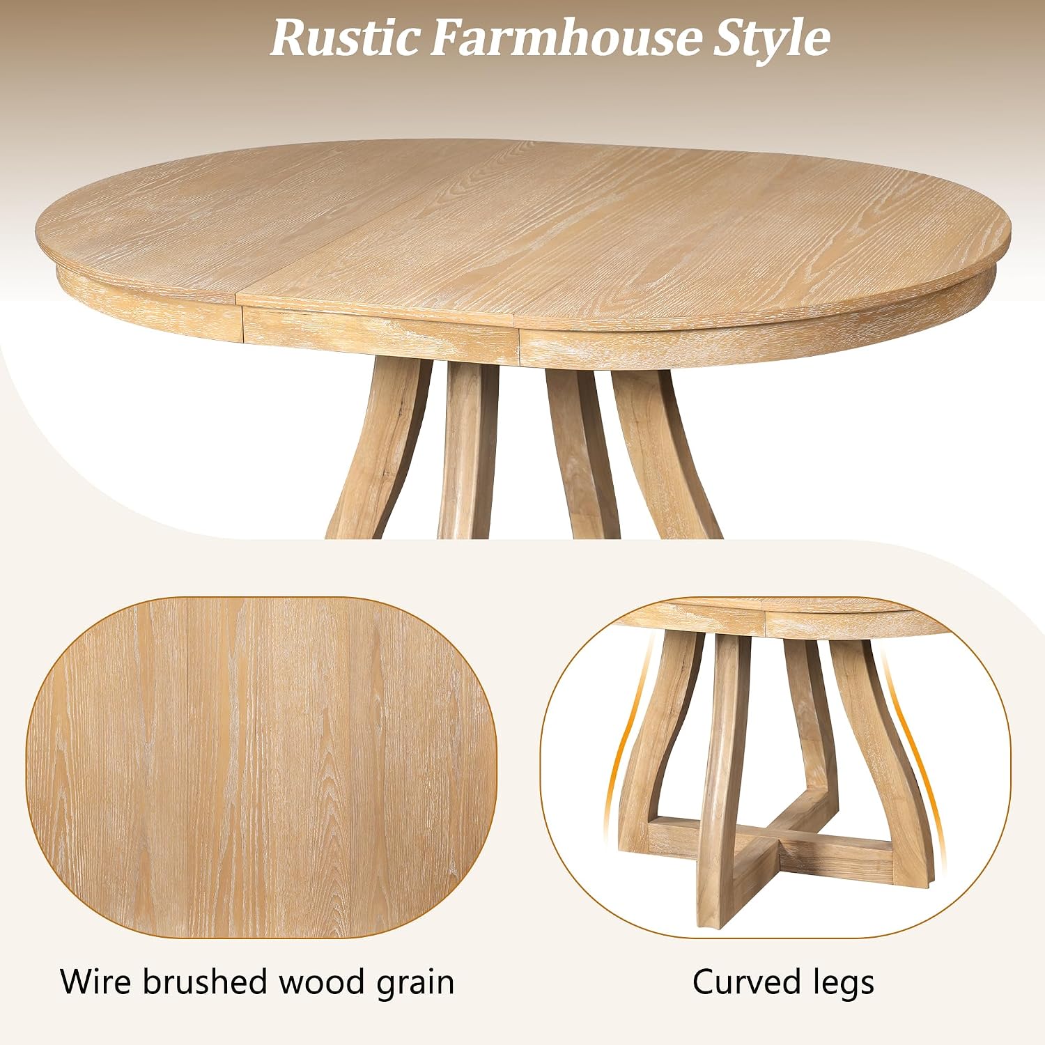 Merax Natural Wash Extendable Round Dining Table