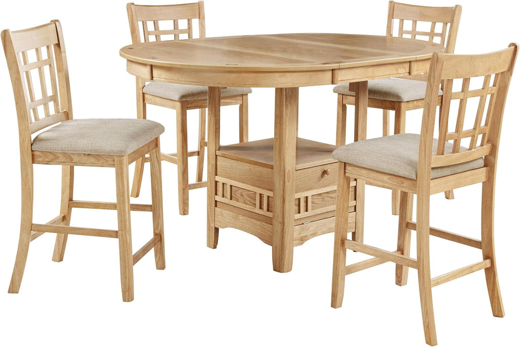Oak Extendable Counter Height 5 Piece Dining Set