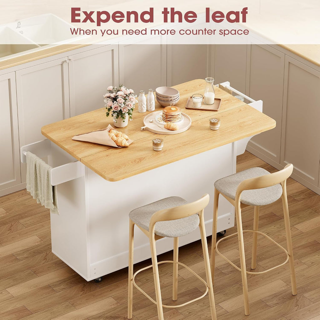 White Rolling Kitchen Island Cart