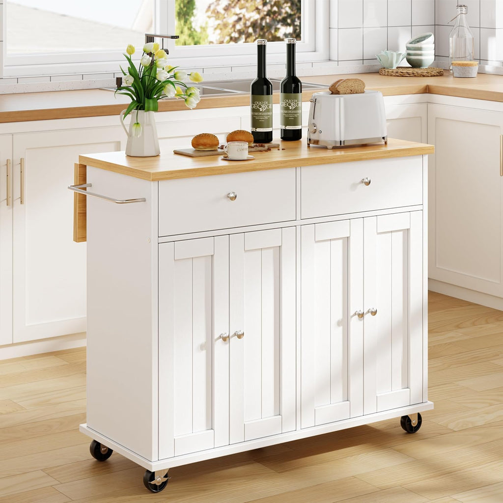 White Rolling Kitchen Island Cart