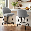 Gray Linen Swivel Bar Stools Set