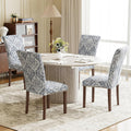 White Blue Floral Extendable Dining Set