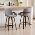 Light Grey Walnut Swivel Bar Stools Set