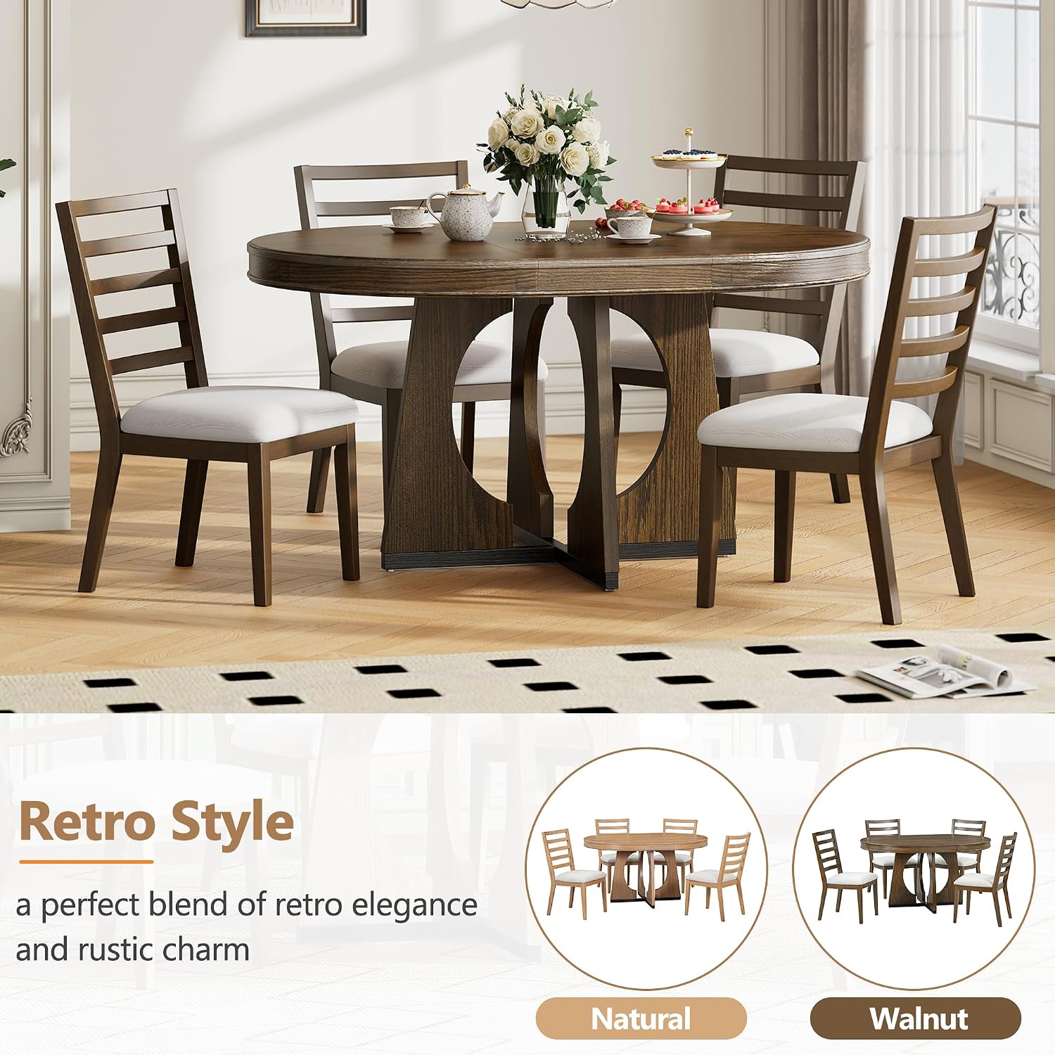 Extendable Oval 5 Piece Dining Set