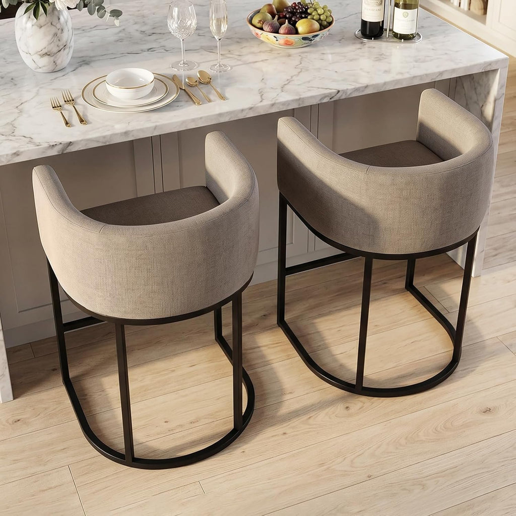 Sand Fabric Counter Bar Stools Set