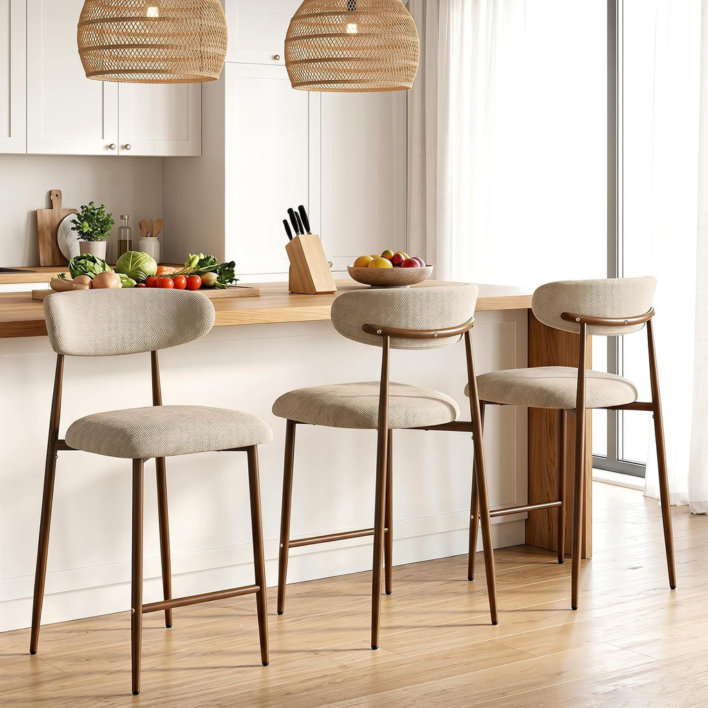 Camel Wood Grain Counter Bar Stools Set