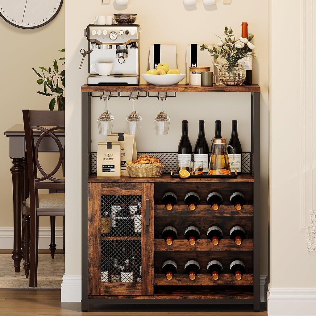Rustic Brown LED Wine Bar Cabinet