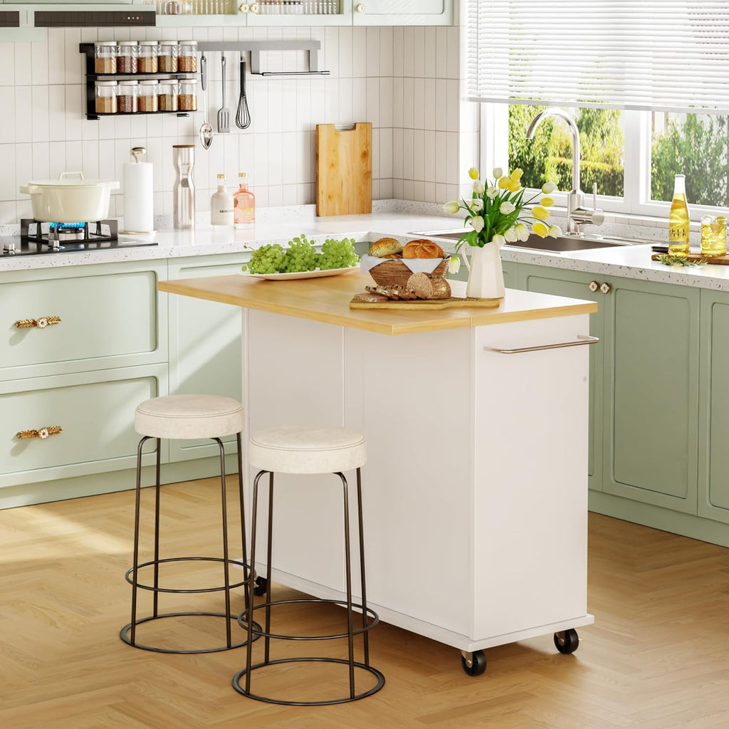 White Rolling Kitchen Island Cart