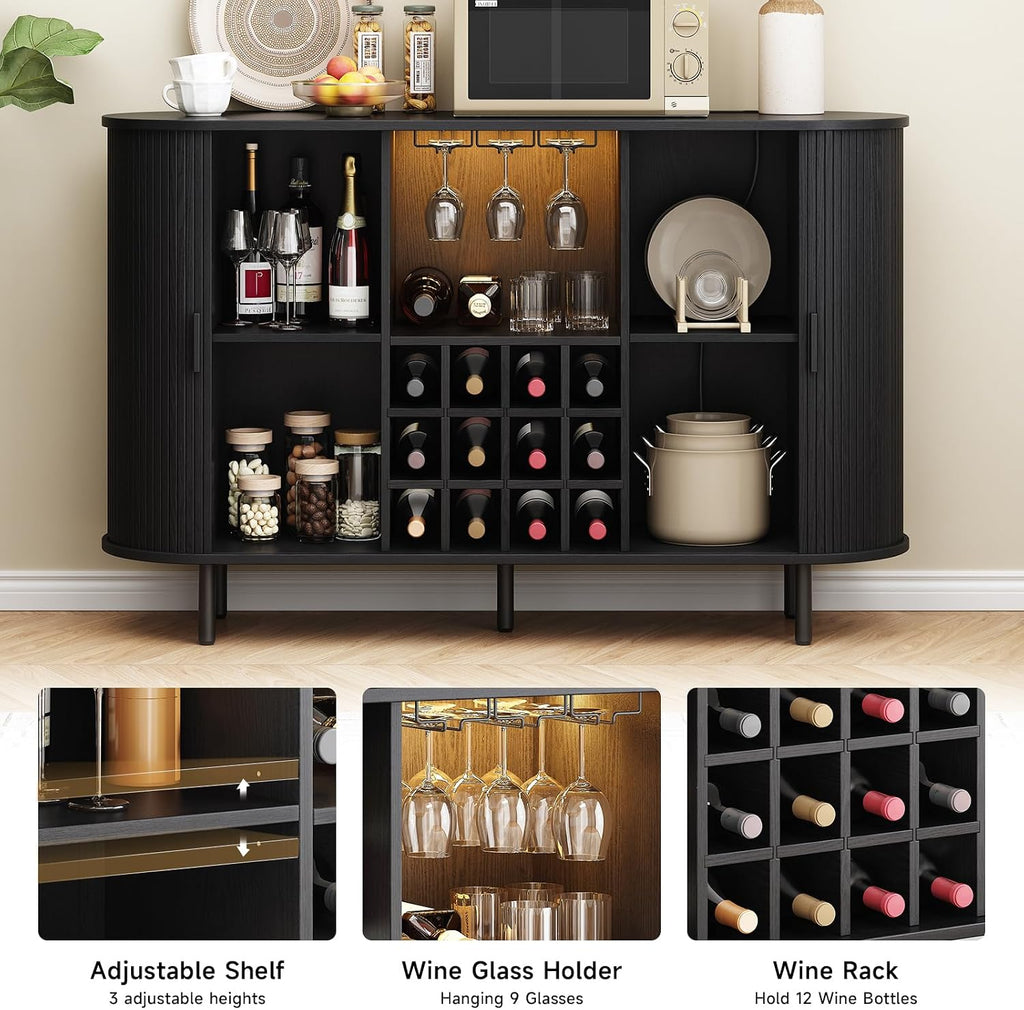 Black LED Wine Bar Cabinet