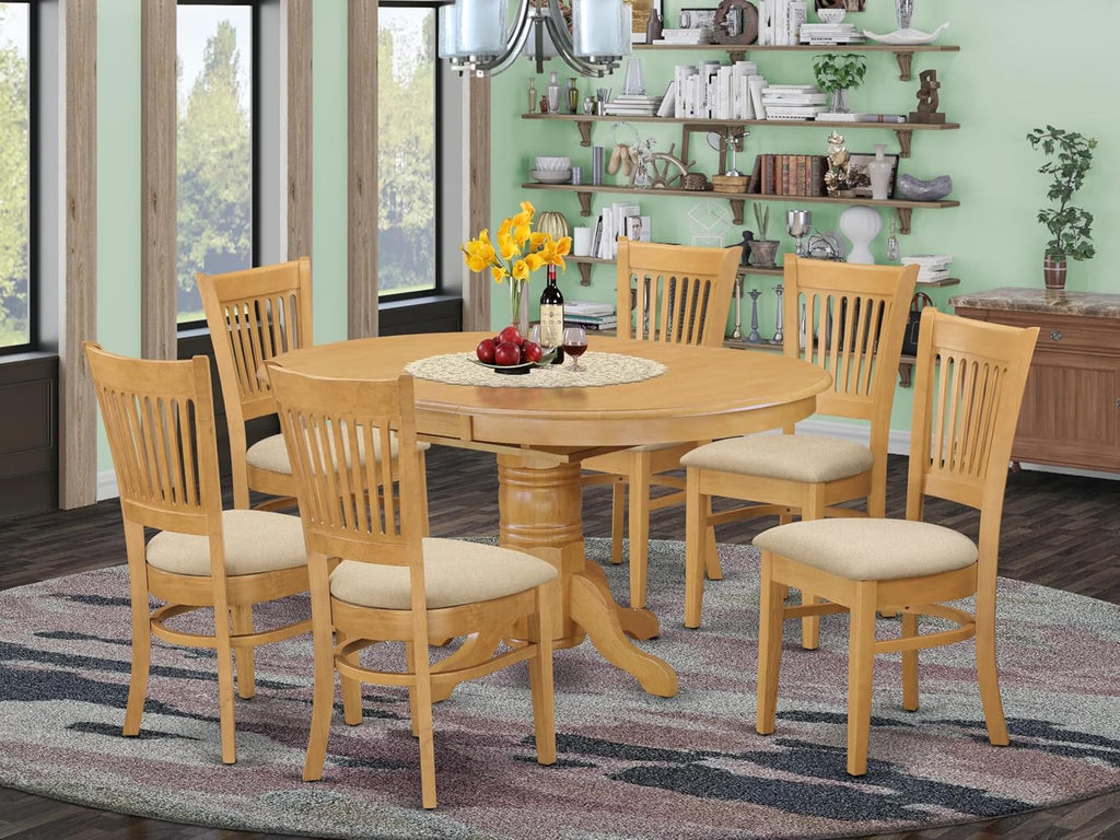 East West Furniture Oak Oval Dining Set 7 Piece