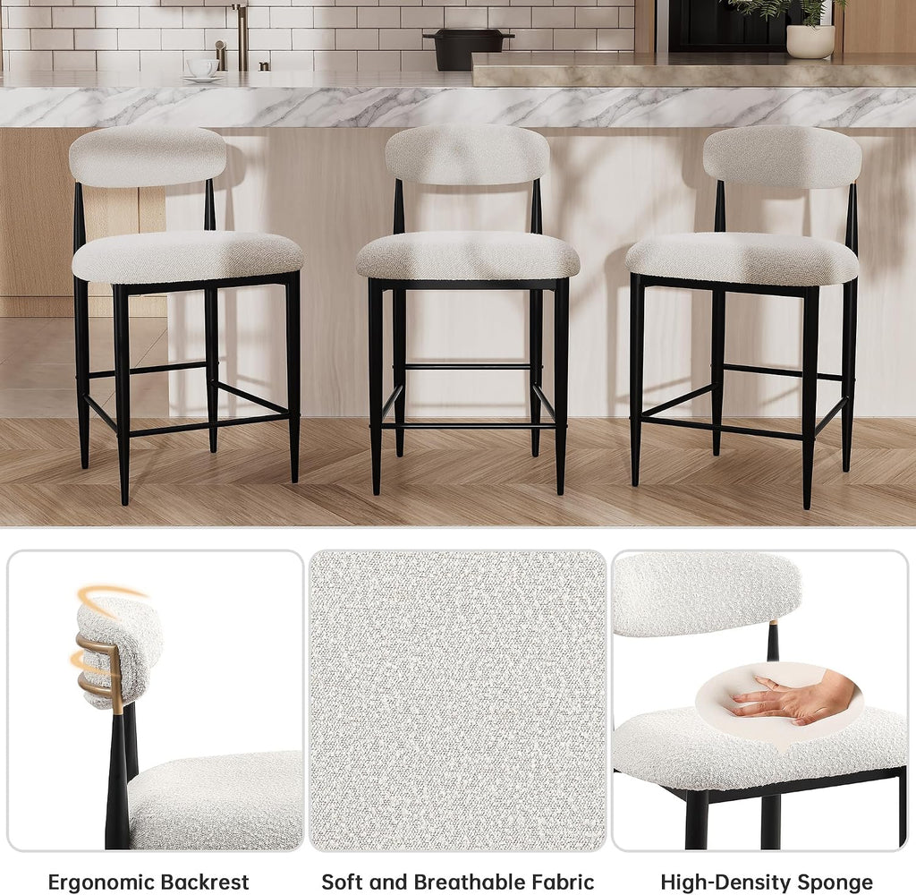 Morden Fort Boucle Black Metal Bar Stools Set